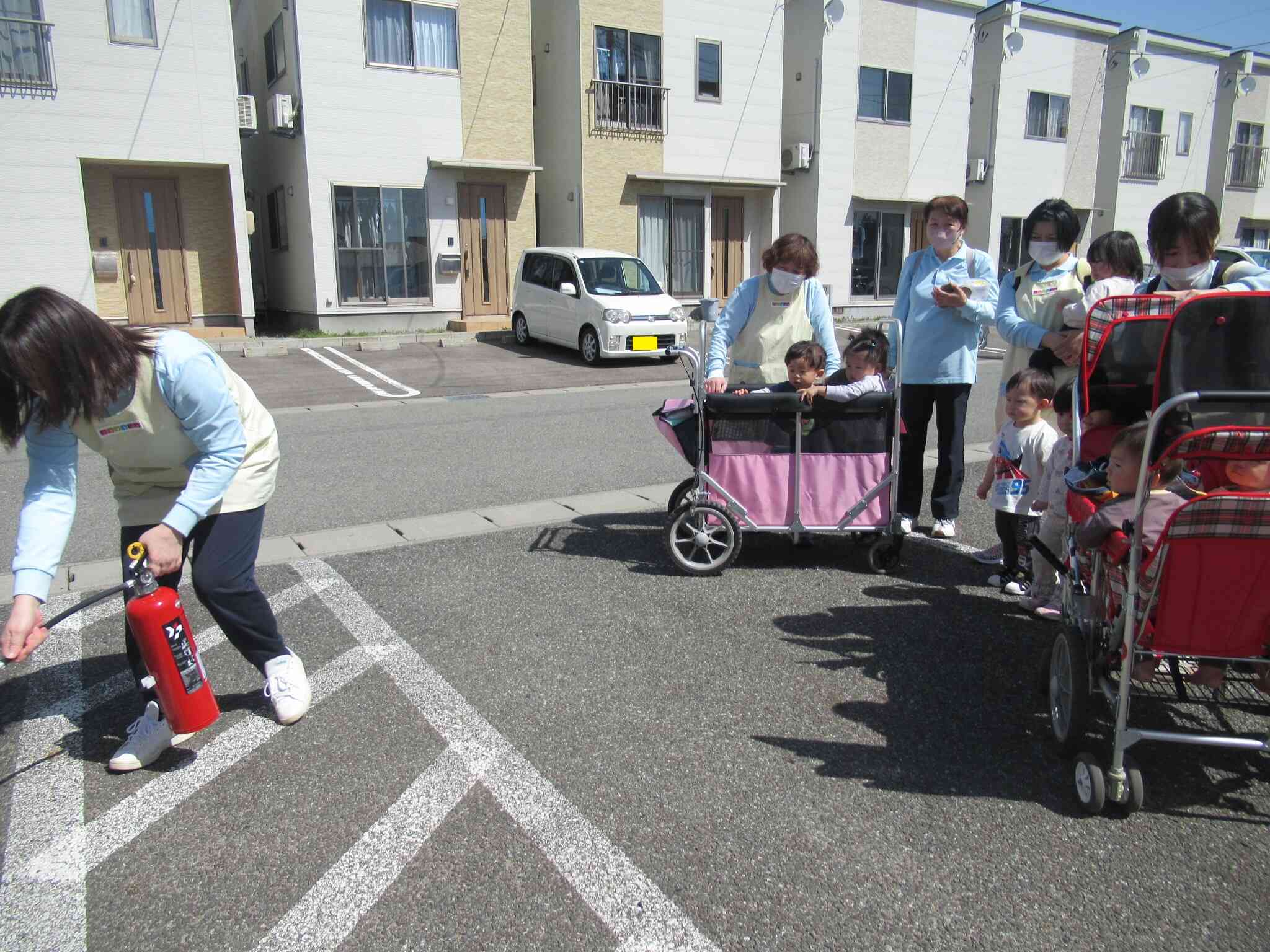 初期消火を行いました。