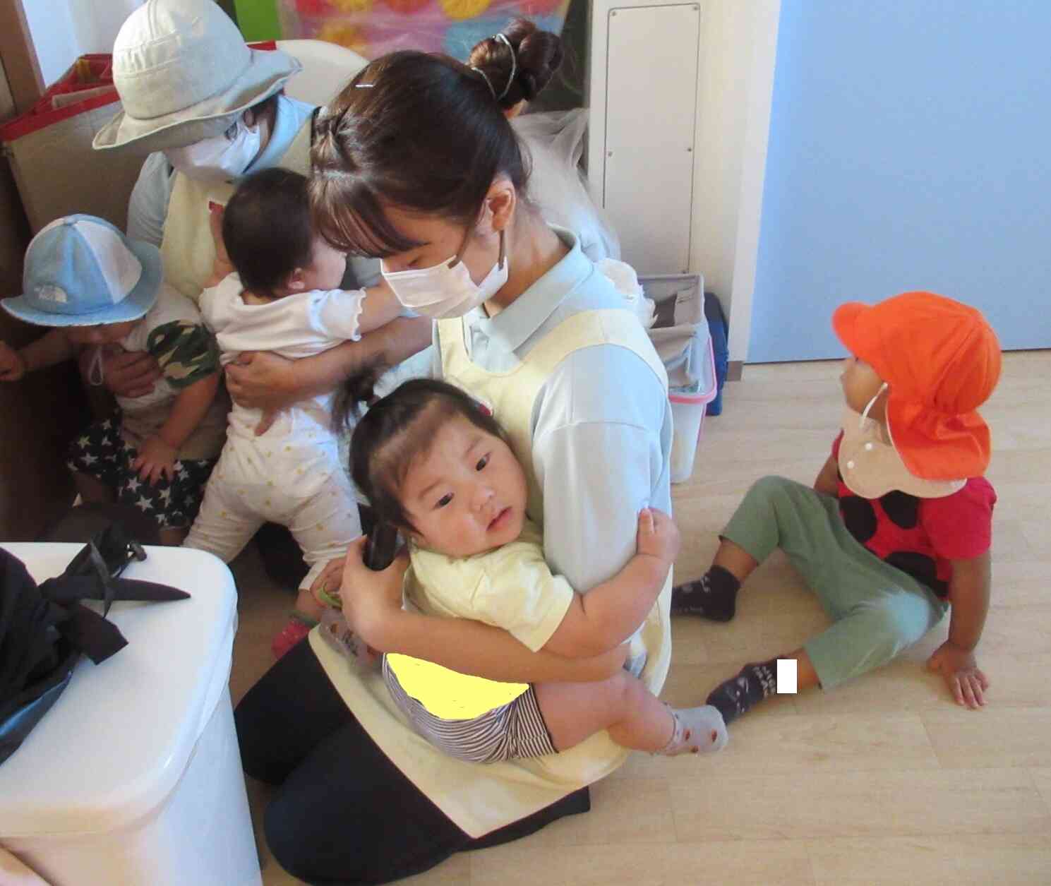ひよこ組(0歳児)も避難します