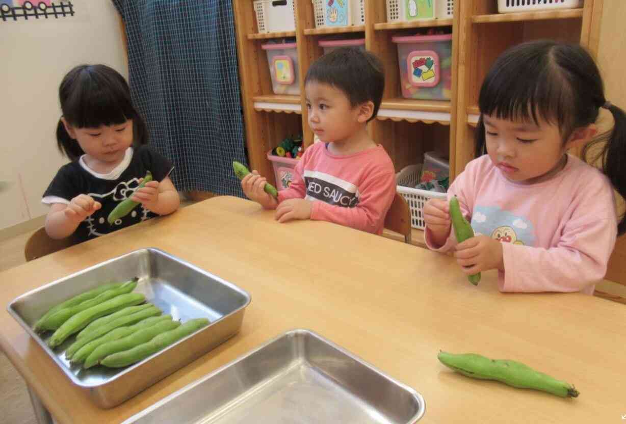 そら豆の皮むきスタート♪
