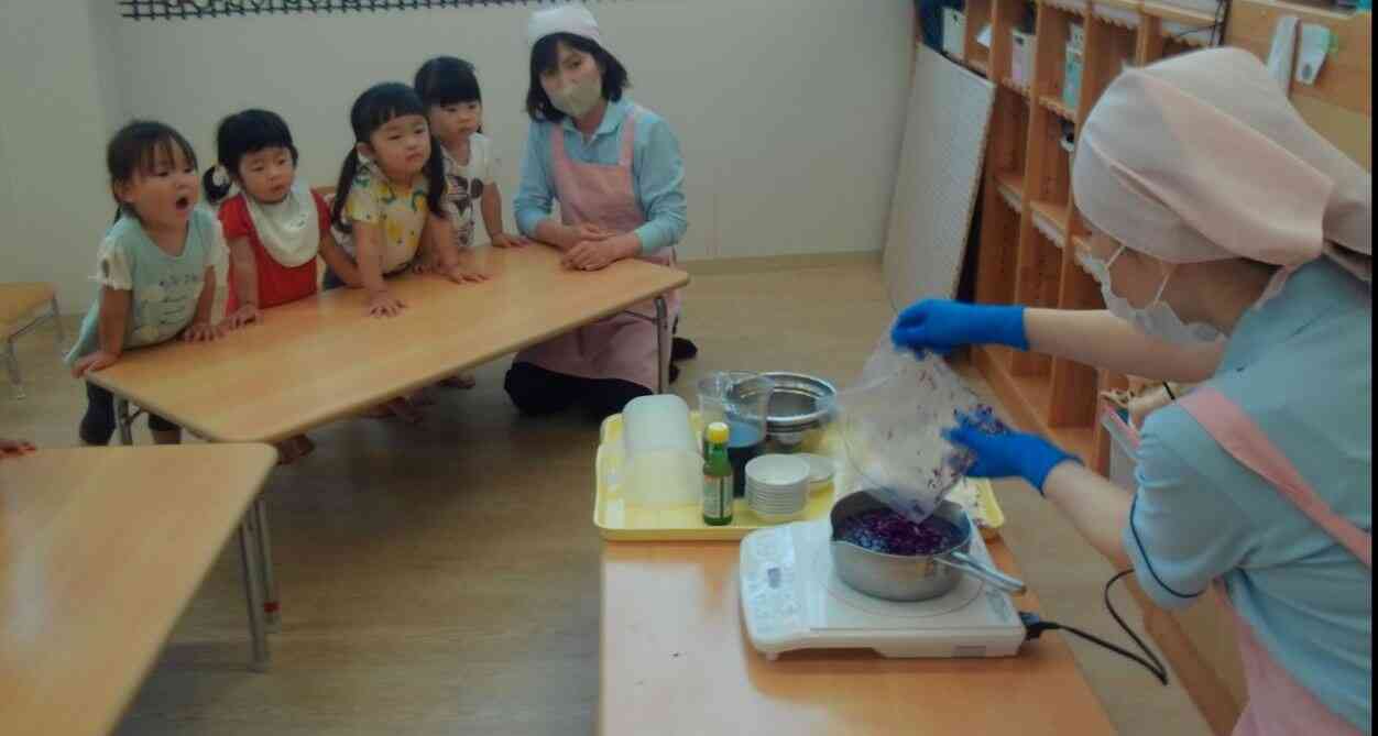 6月食育～あじさいゼリー～①