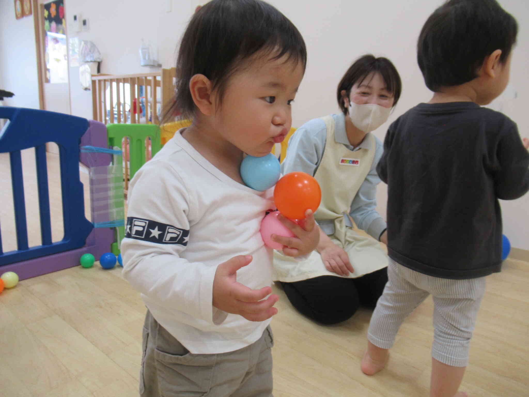 たくさんボールを持てました