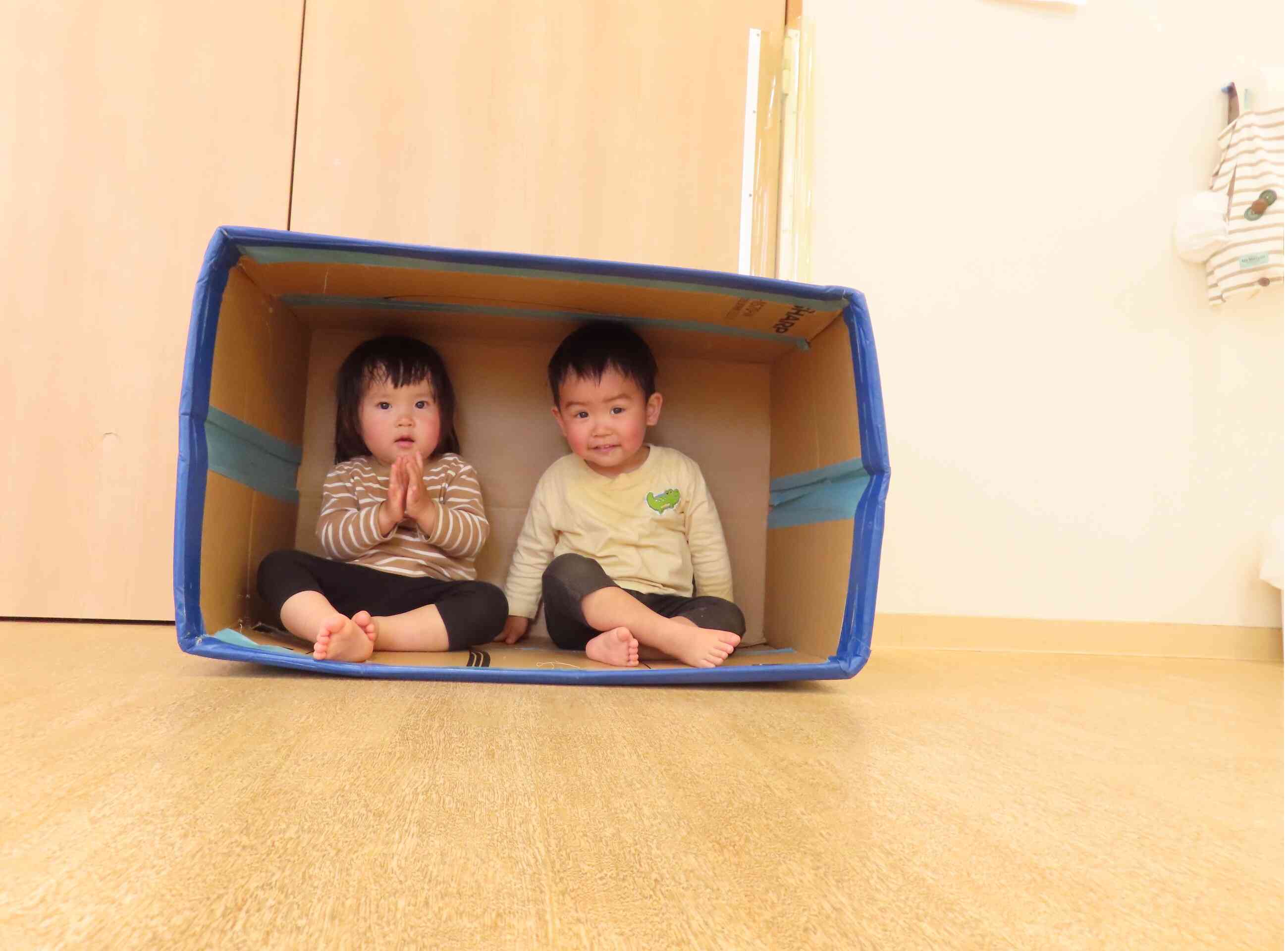 段ボールのおうち、たのしいね！