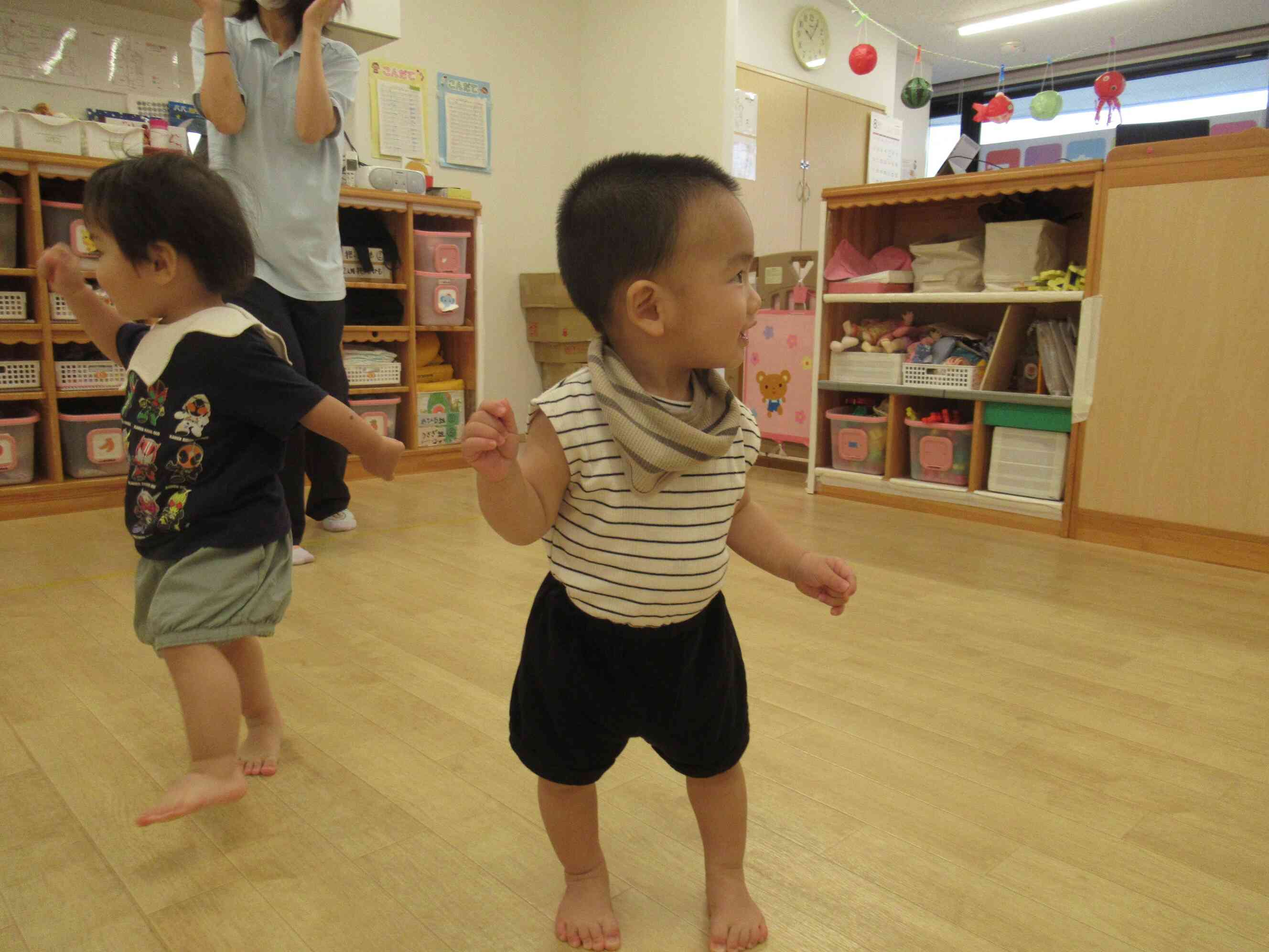 元気に体操をするよ!