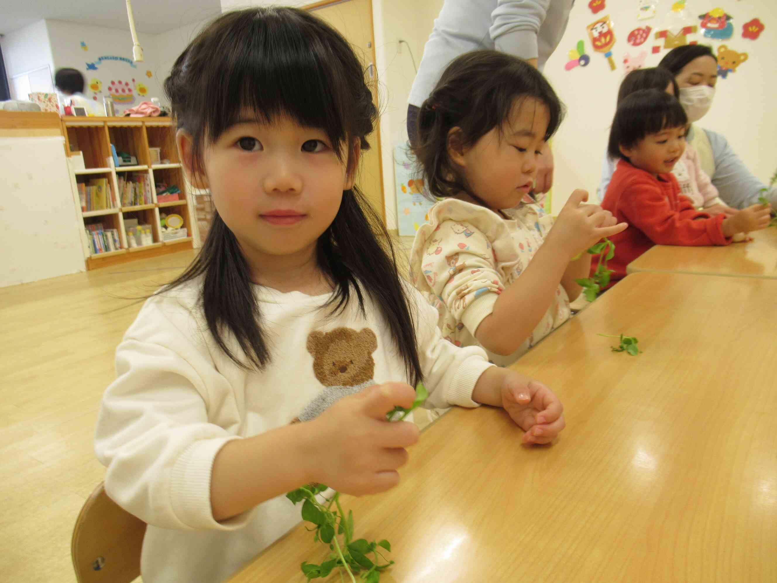 １月の食育「七草にふれてみよう」