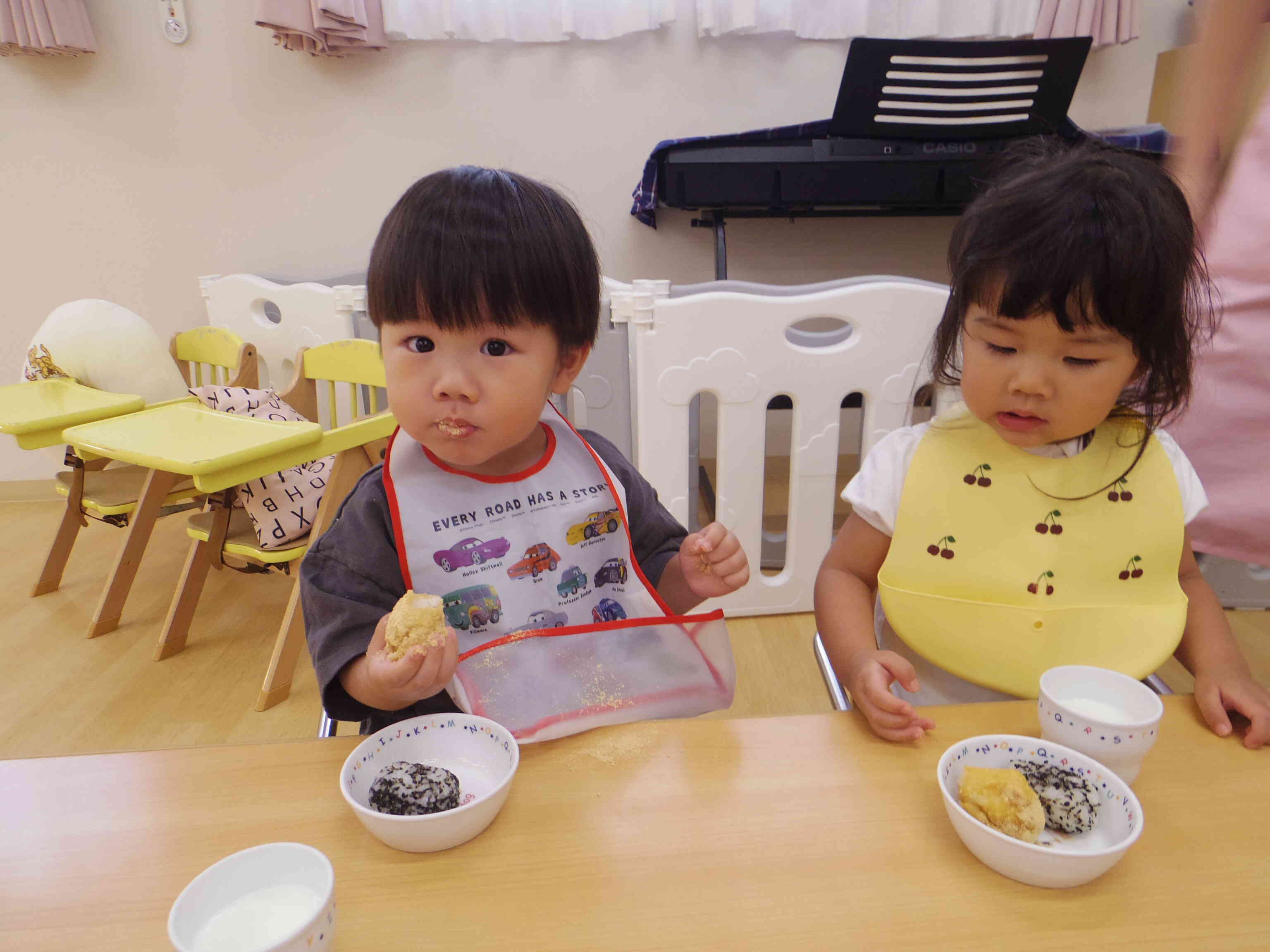 おやつは、新米でおはぎ