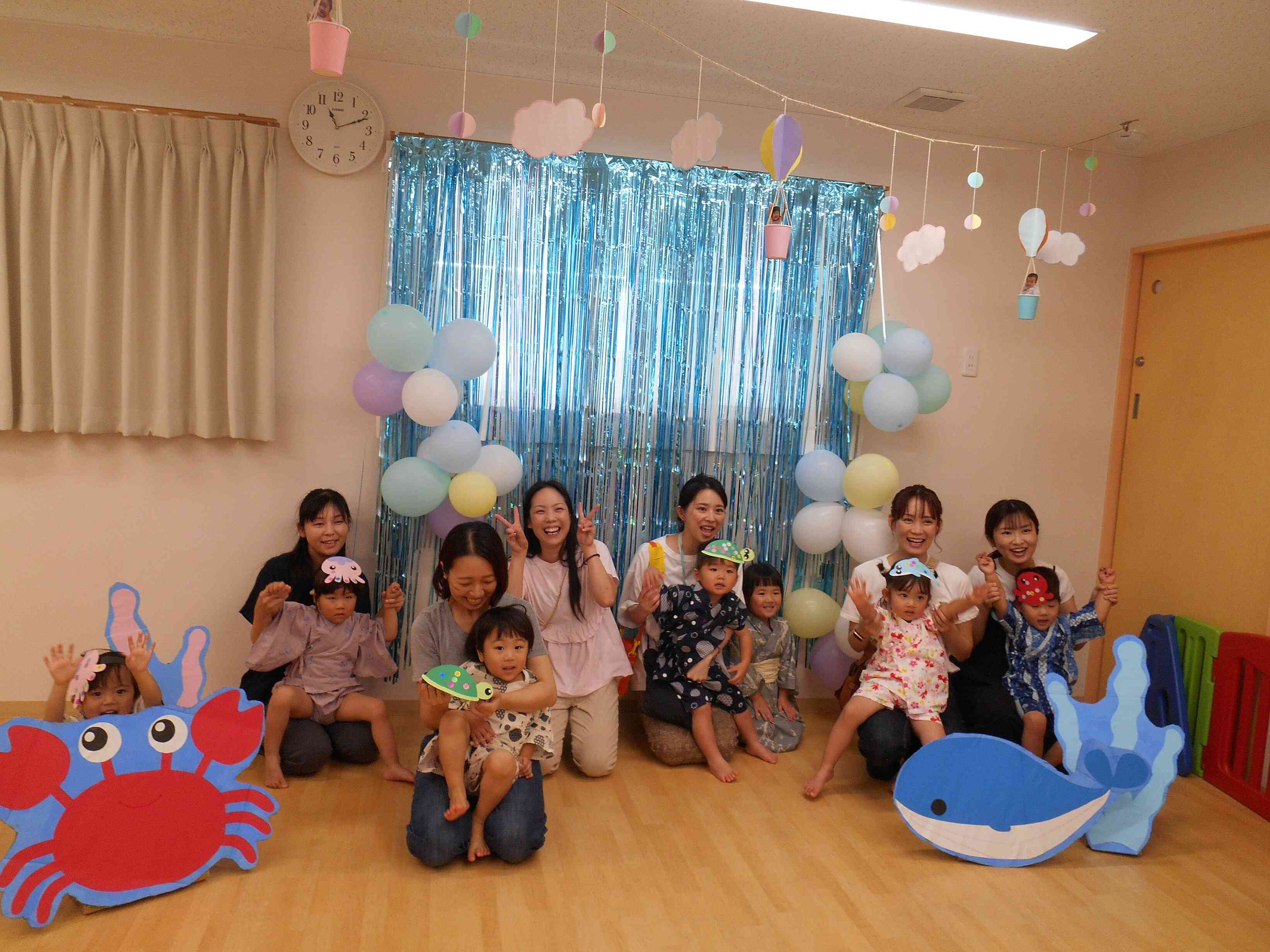 海の中の夏祭りに沢山のお友だちがあそびにきてくれましたよ。