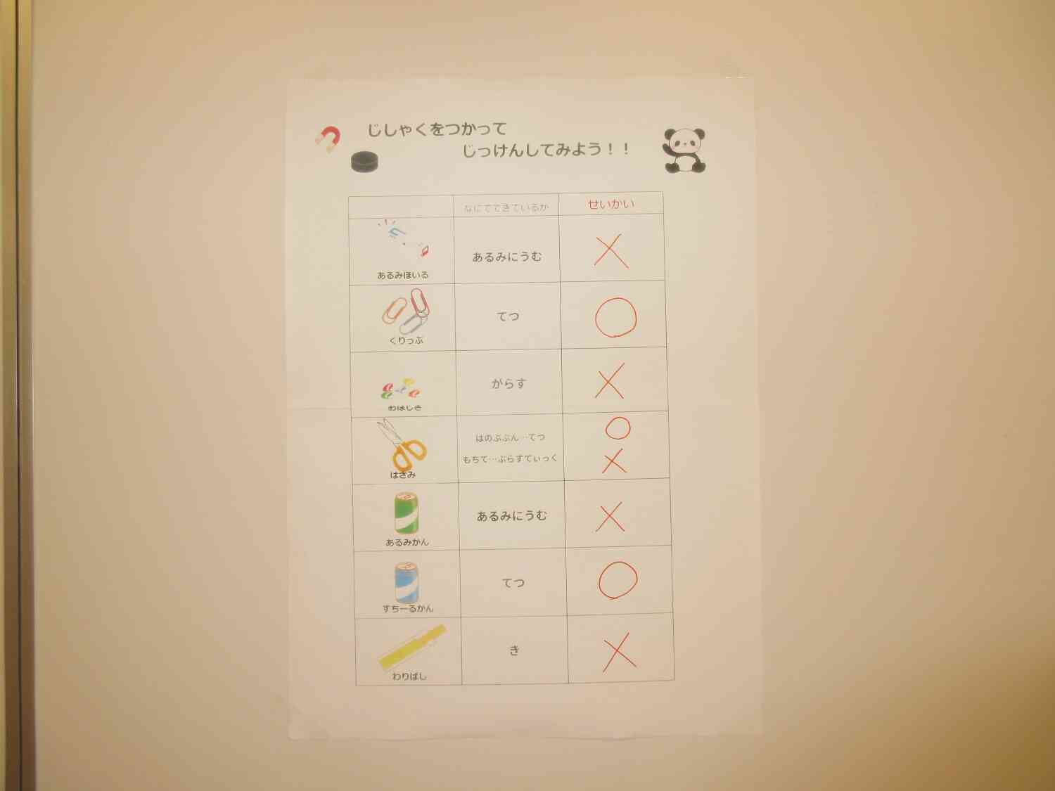 ぱんだ組の磁石の実験の結果は・・・