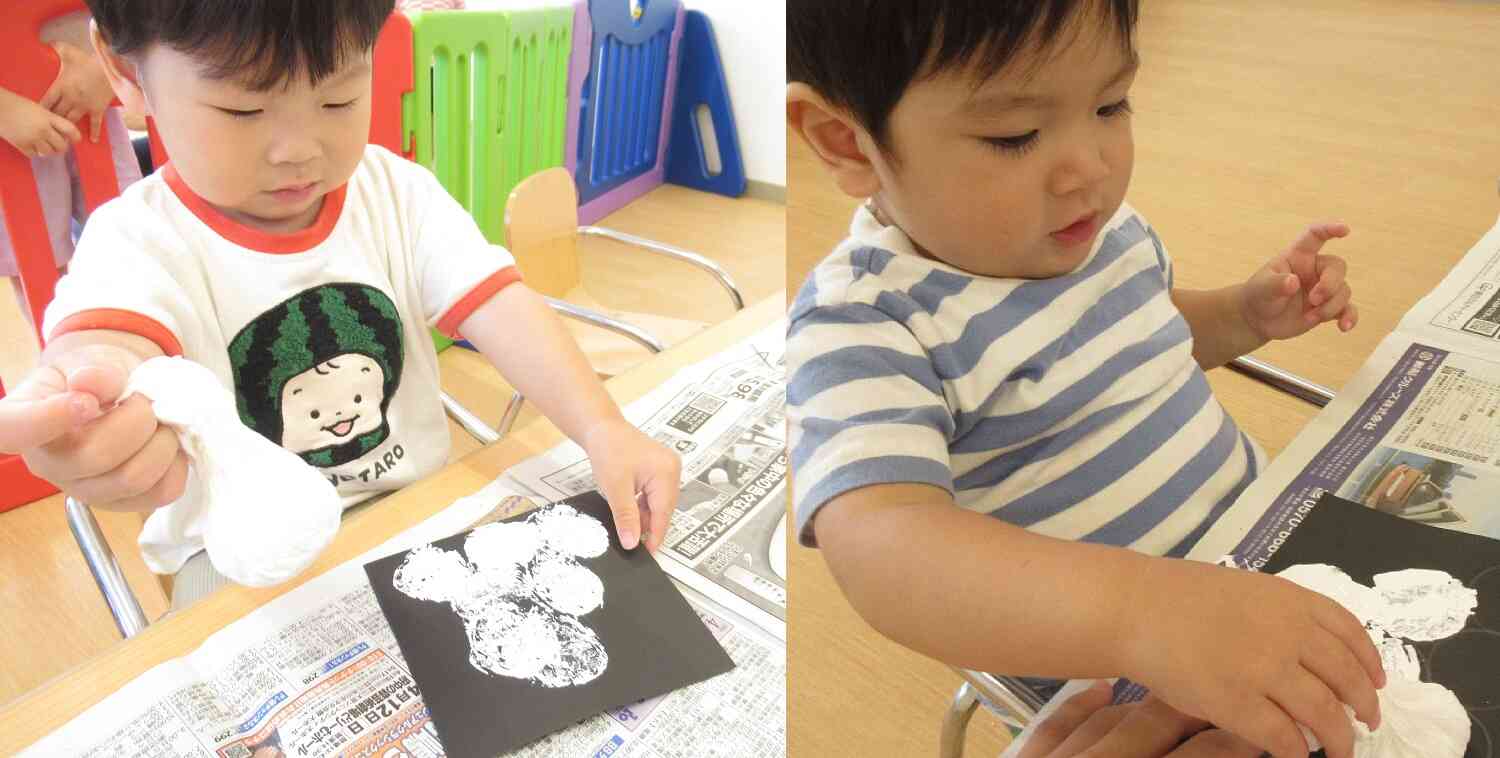 絵の具タンポンでお団子が出来ました！！