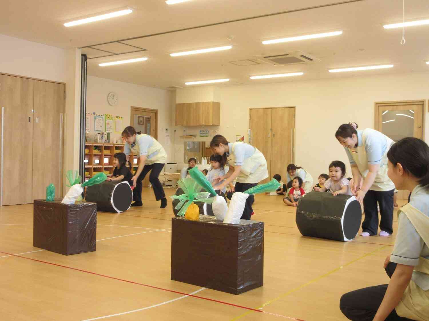 親子競技の耕運機をコロコロコロ♪