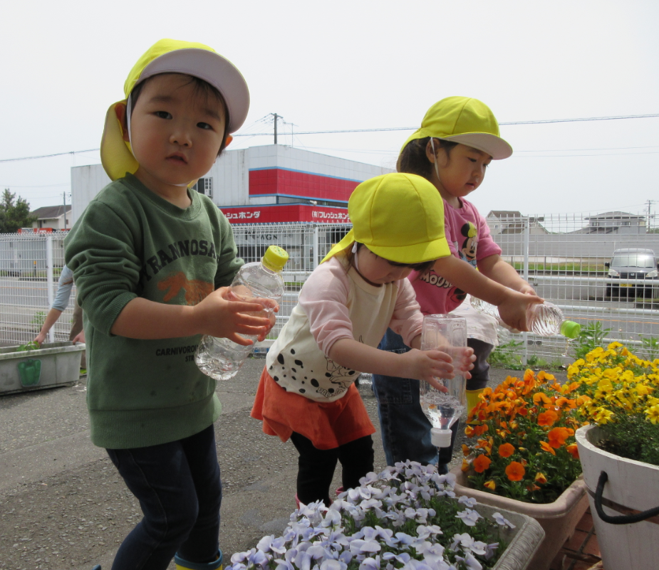 お花さんもお水をどうぞ