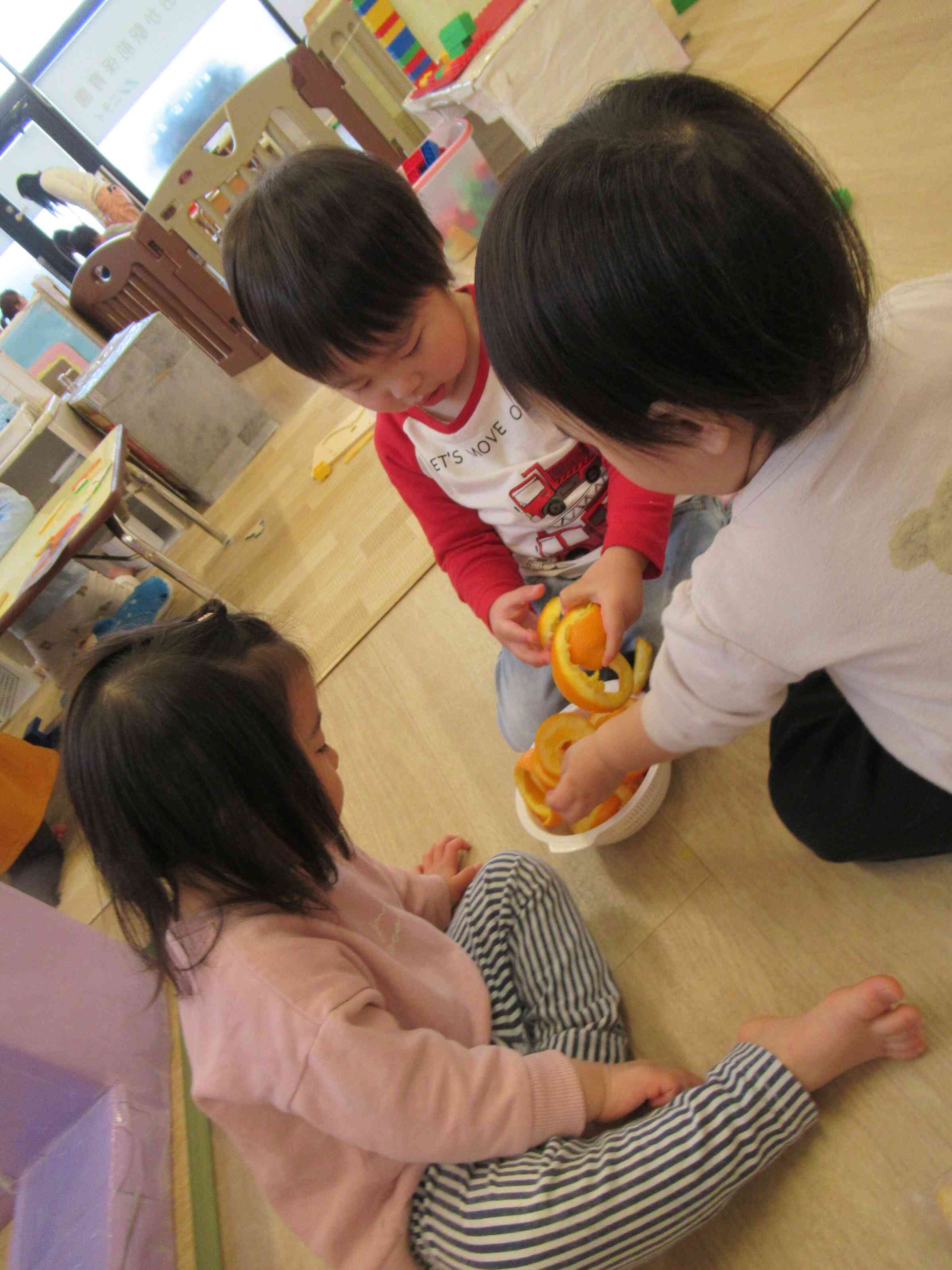 給食のみかんやオレンジの皮を給食の先生に分けてもらいました!