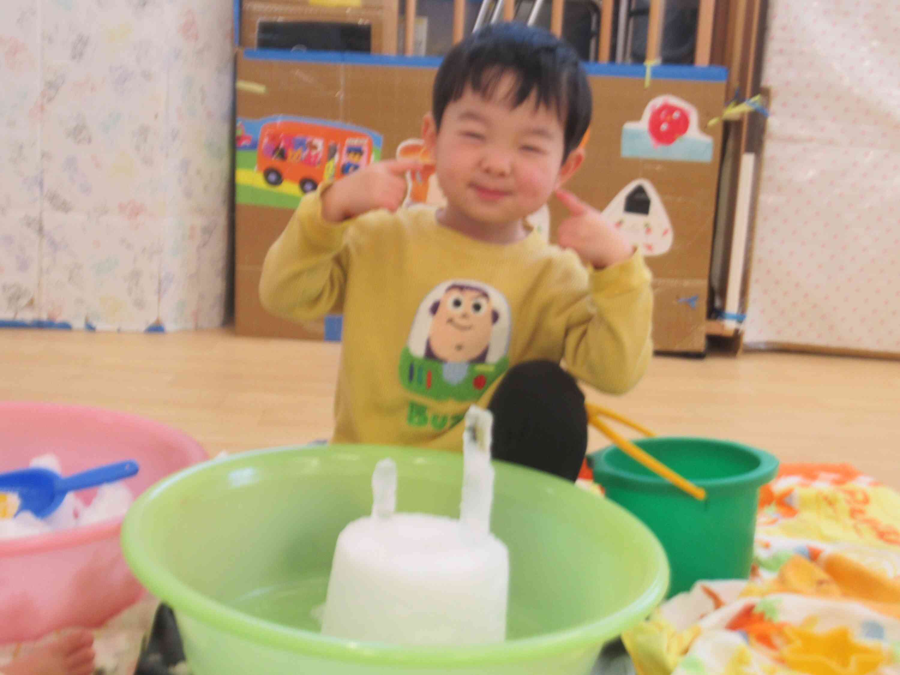 ケーキが完成♬嬉しくてハイポーズ!