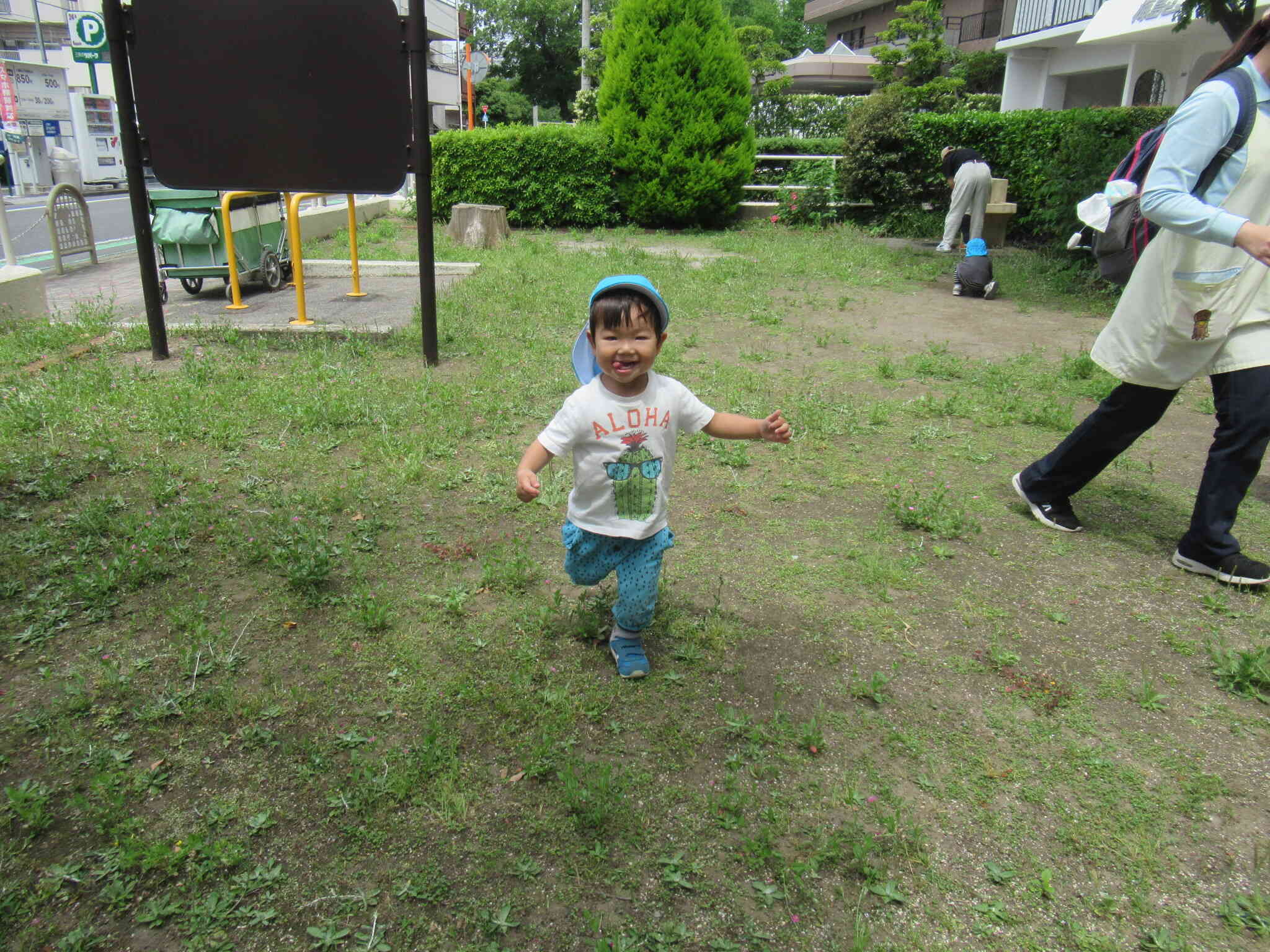 先生と手をつないで走ったりして、たくさん体を動かしました！