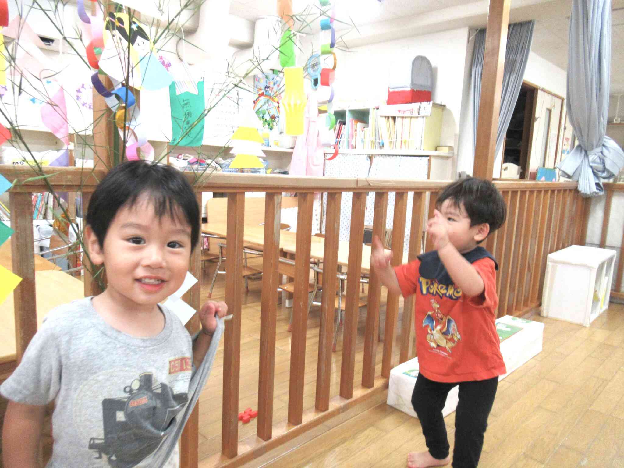登園すると、笹飾りがあってみんな大興奮でした!