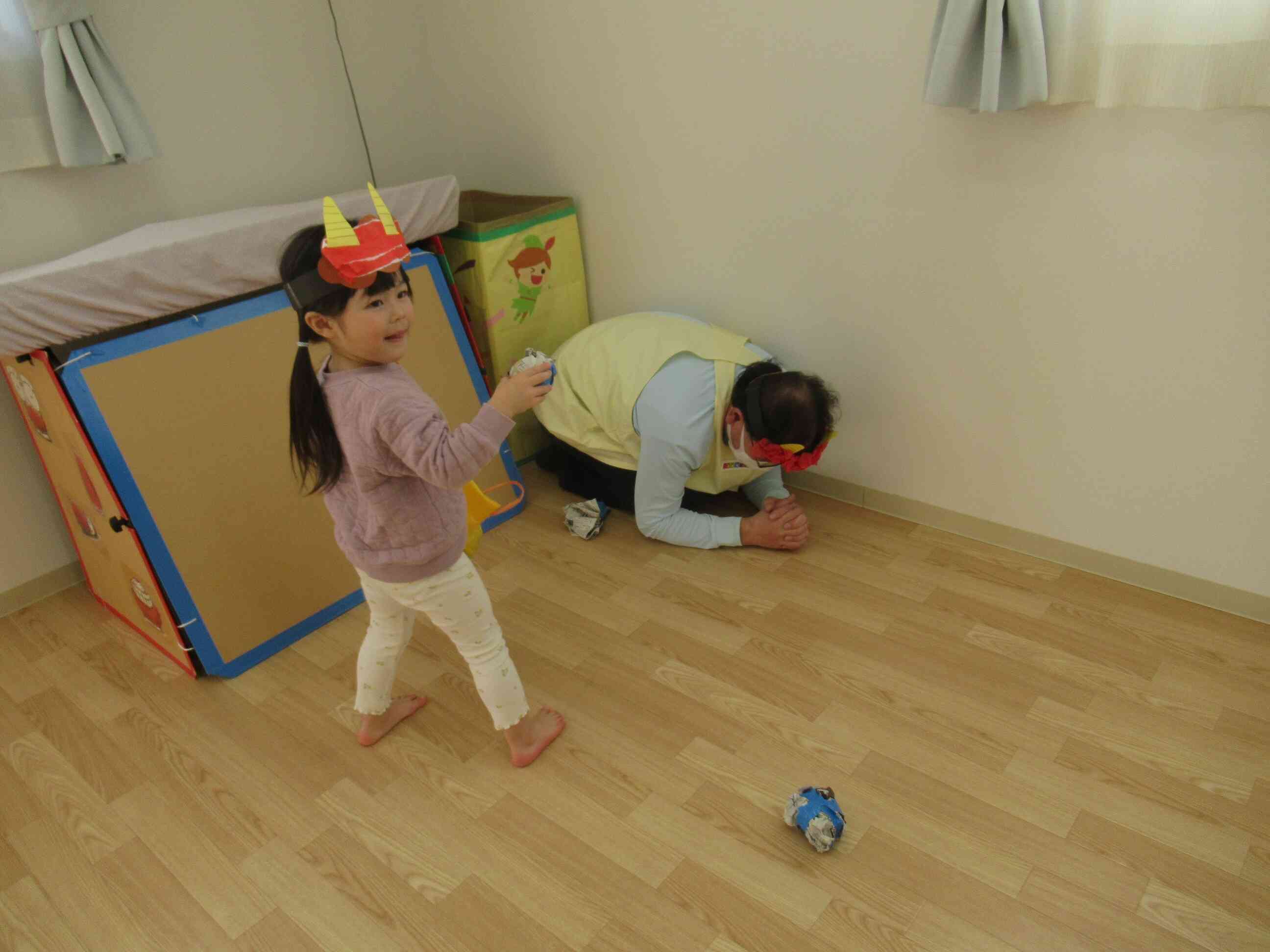 先生鬼をやっつけた！