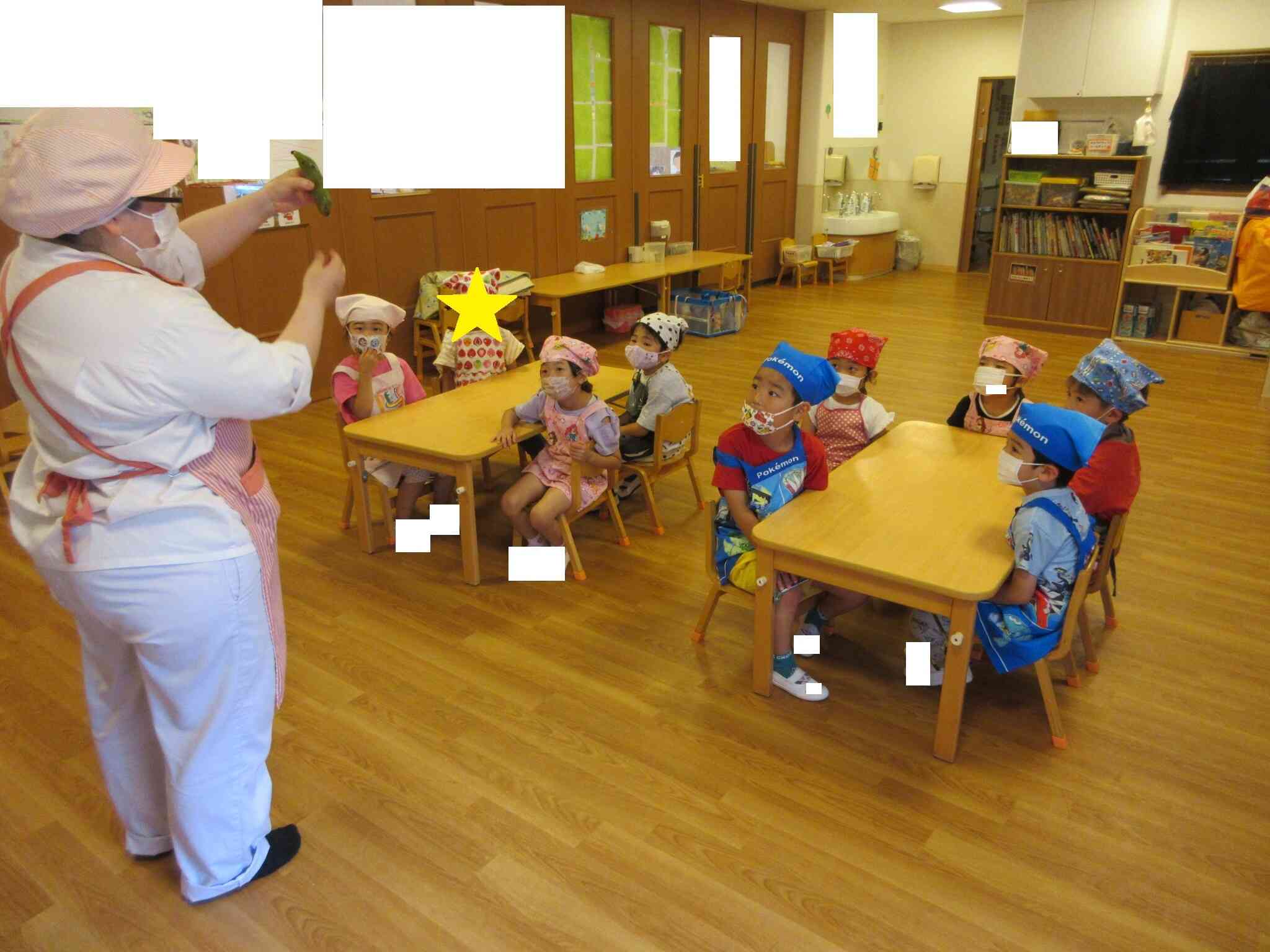 5歳児クラス　きりん組　食育「そら豆」