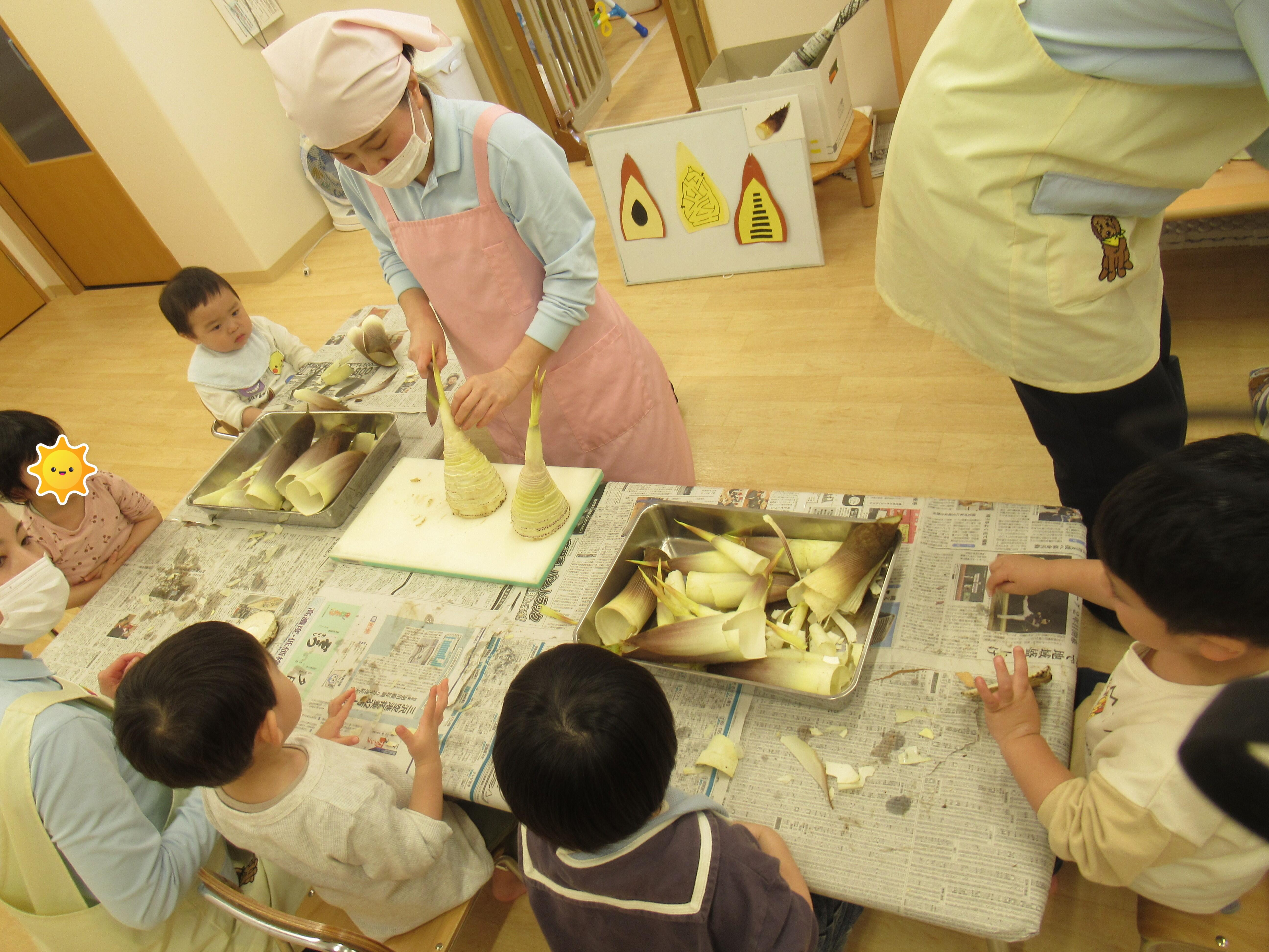 4月の食育活動「たけのこ」｜ニチイキッズわかみや保育園｜ニチイキッズ