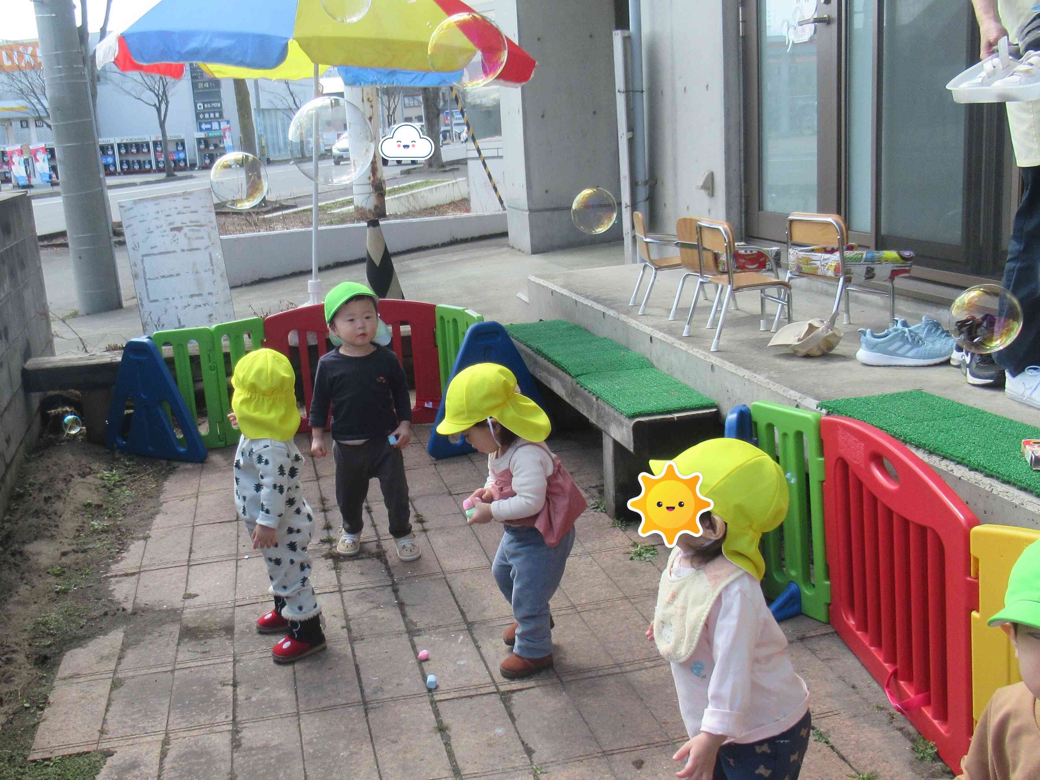 食育の後はシャボン玉遊び