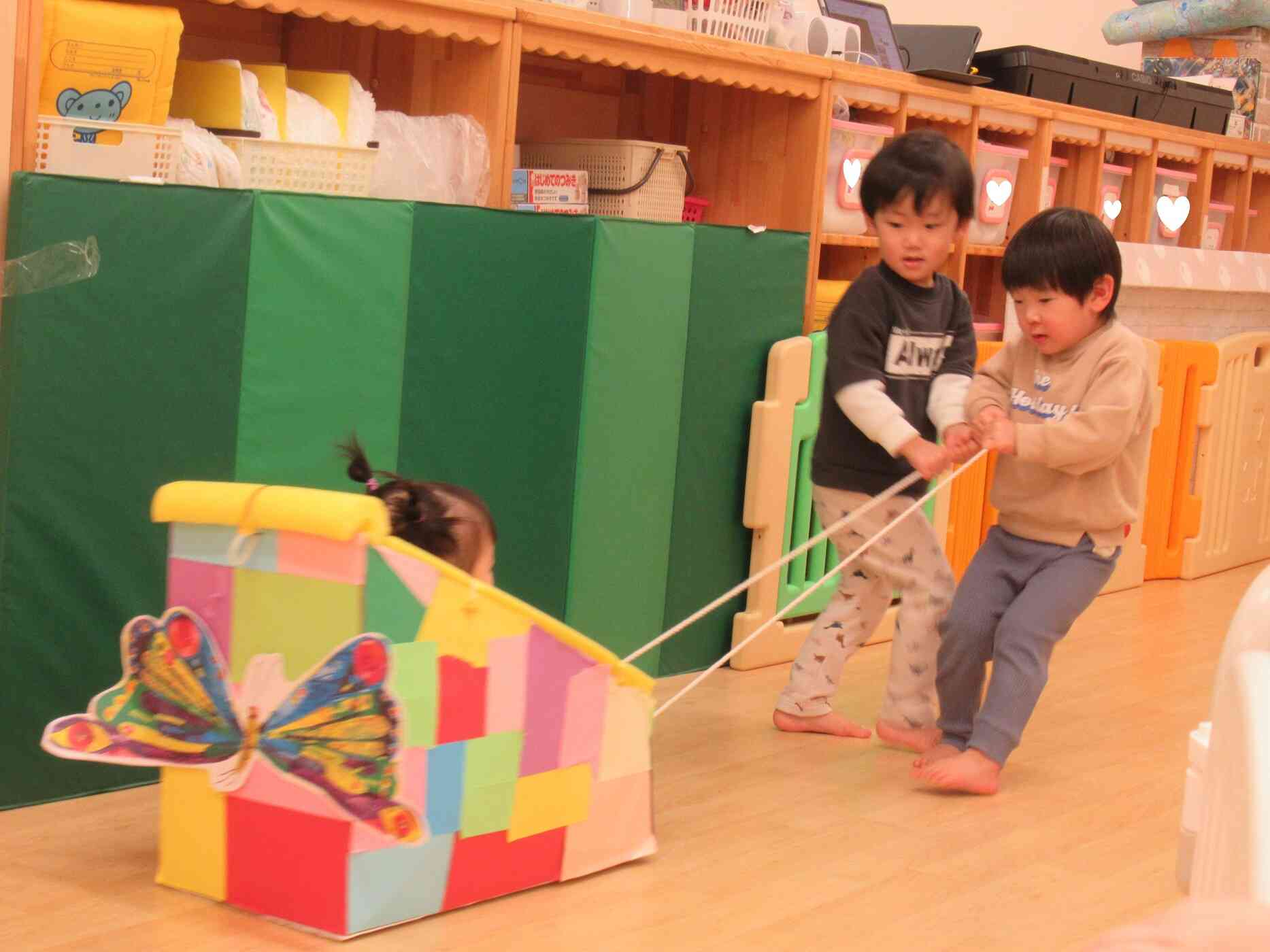 二人で引っ張ってみよう！