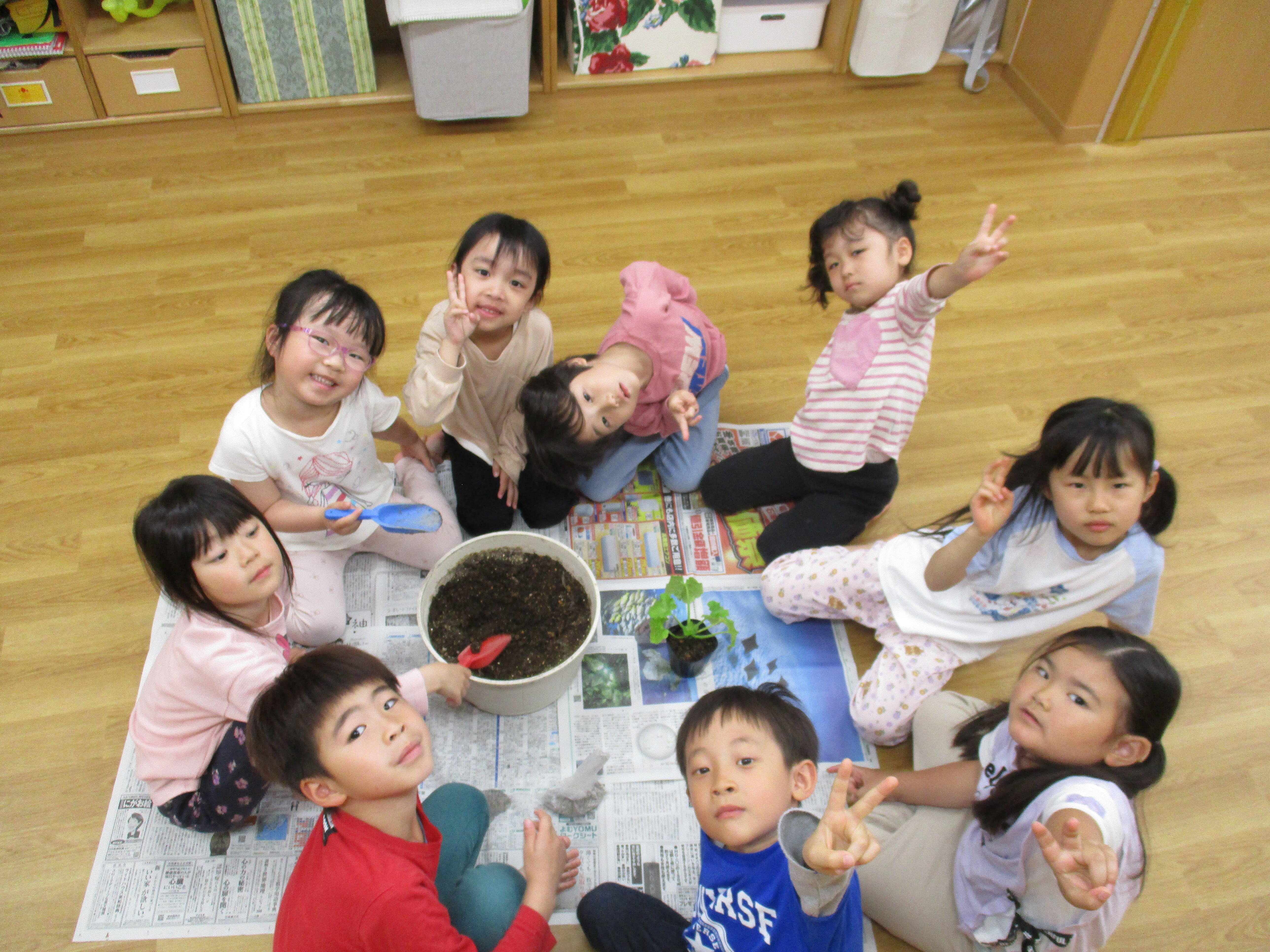 野菜の苗を植えたよ～きりん組～