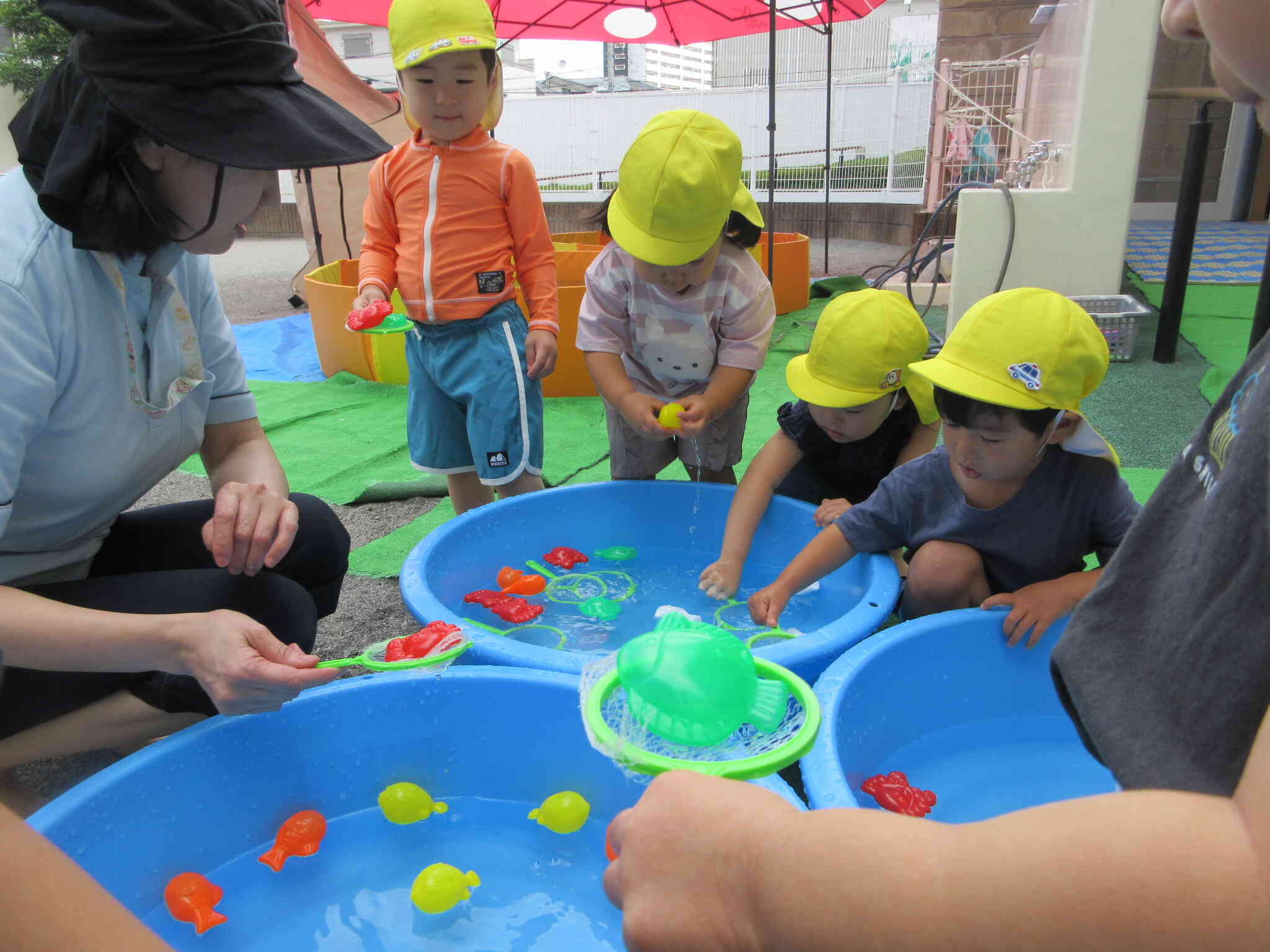 金魚すくいに夢中