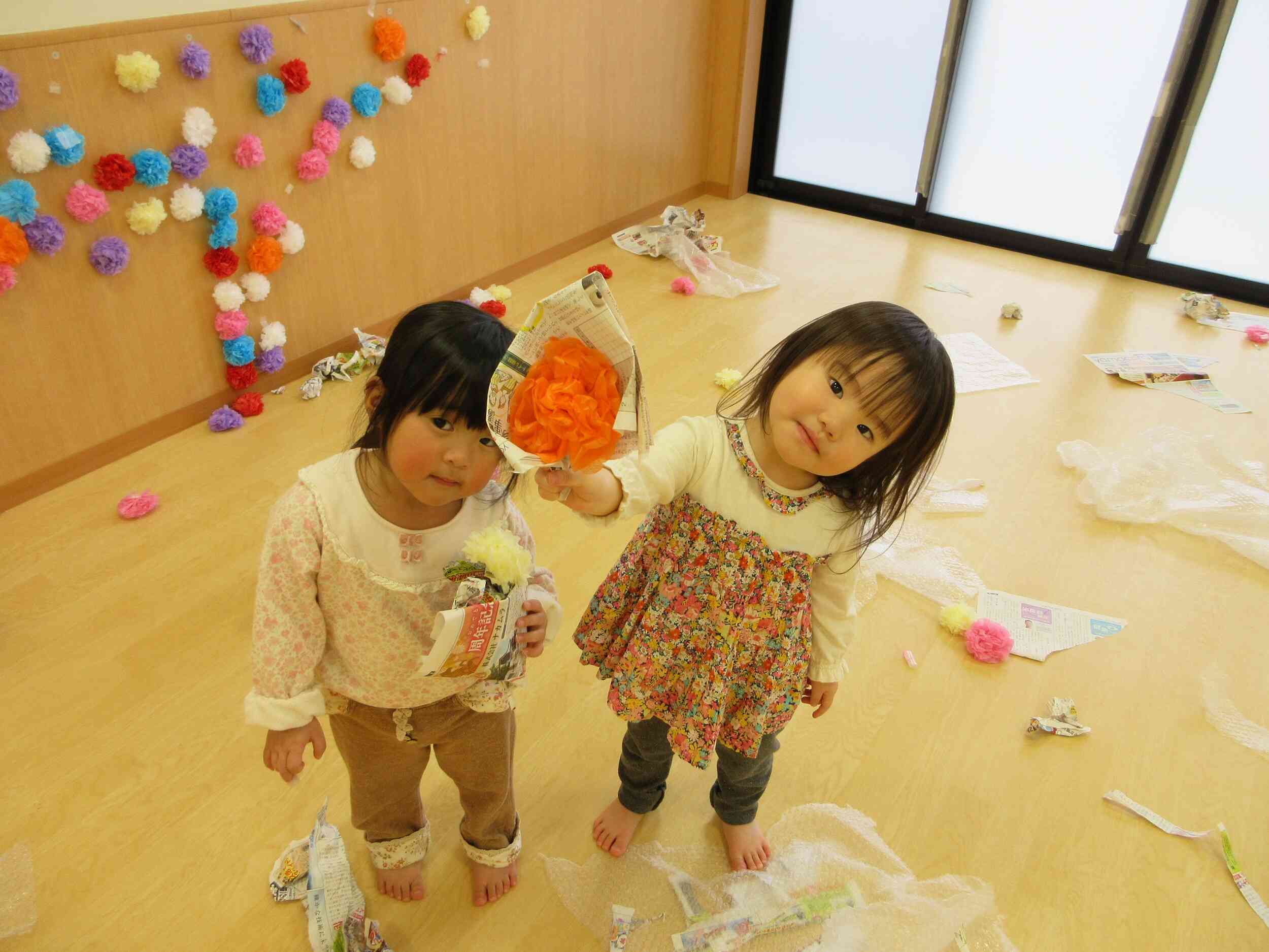 お花を集めて花束を作ったよ。