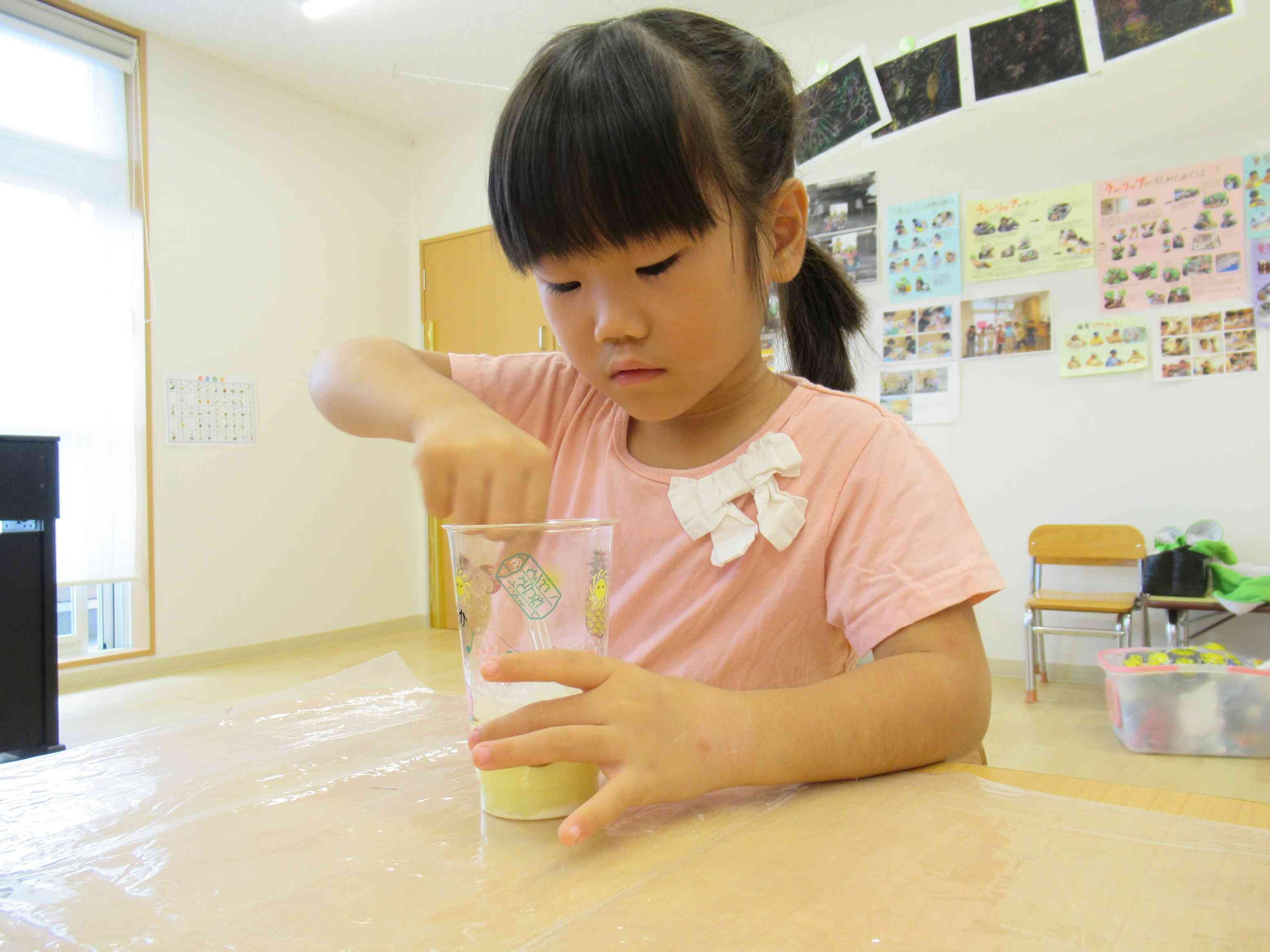 石鹸が溶けるまで一生懸命かき混ぜました。
