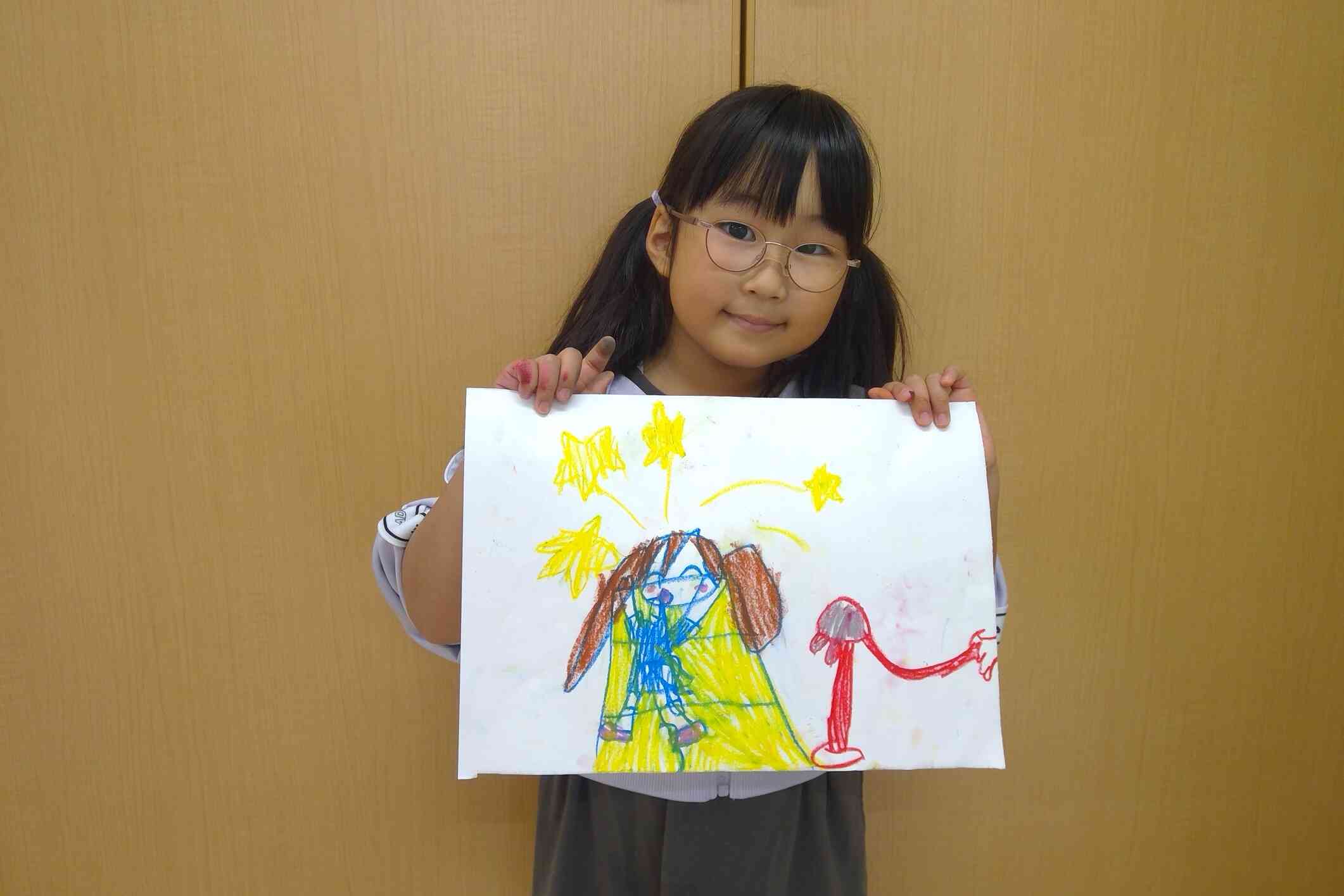 私は跳べるようになって嬉しかった跳び箱と大繩を描いたよ!