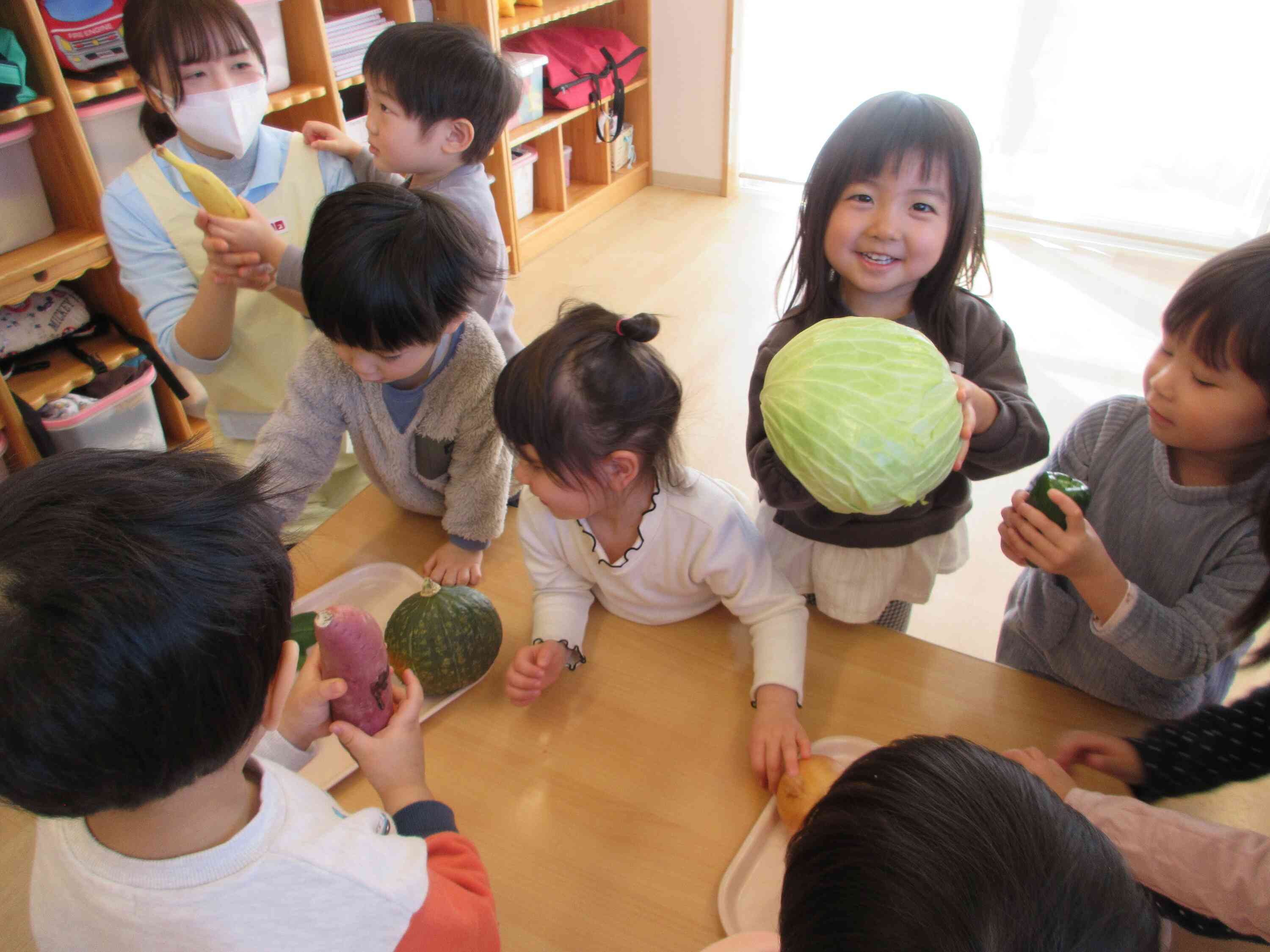 キャベツは重くて冷たいね！