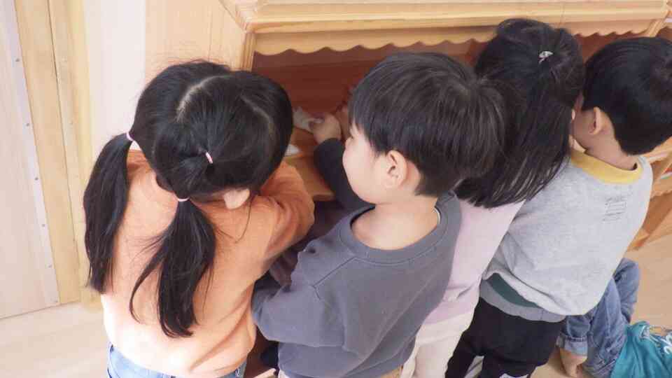 みんなで仲良く並んでふきふき♪