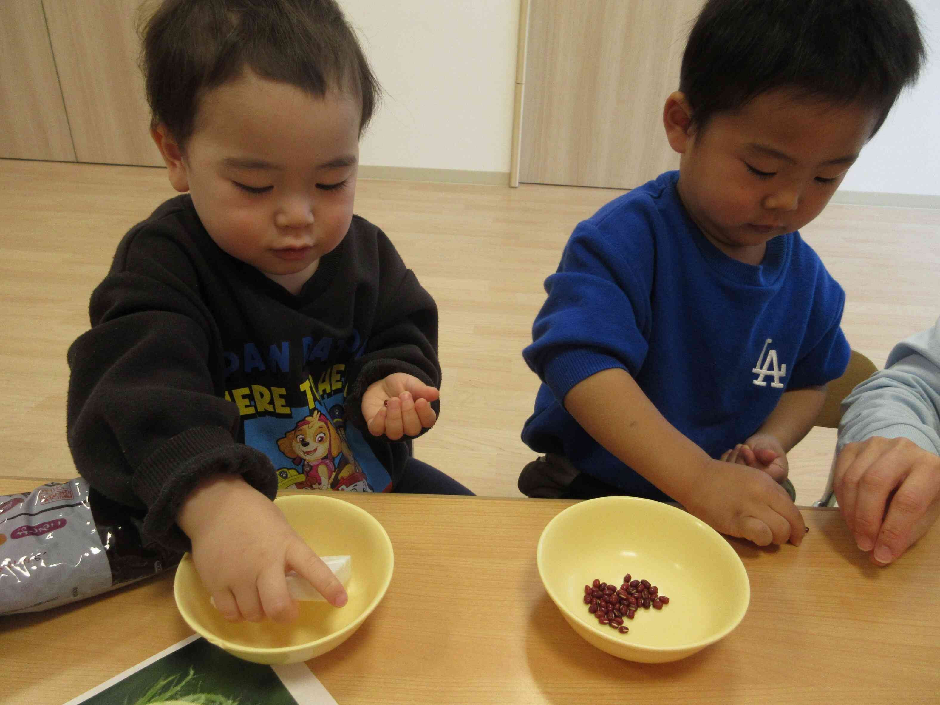 小豆は小さくて掴みづらいね。