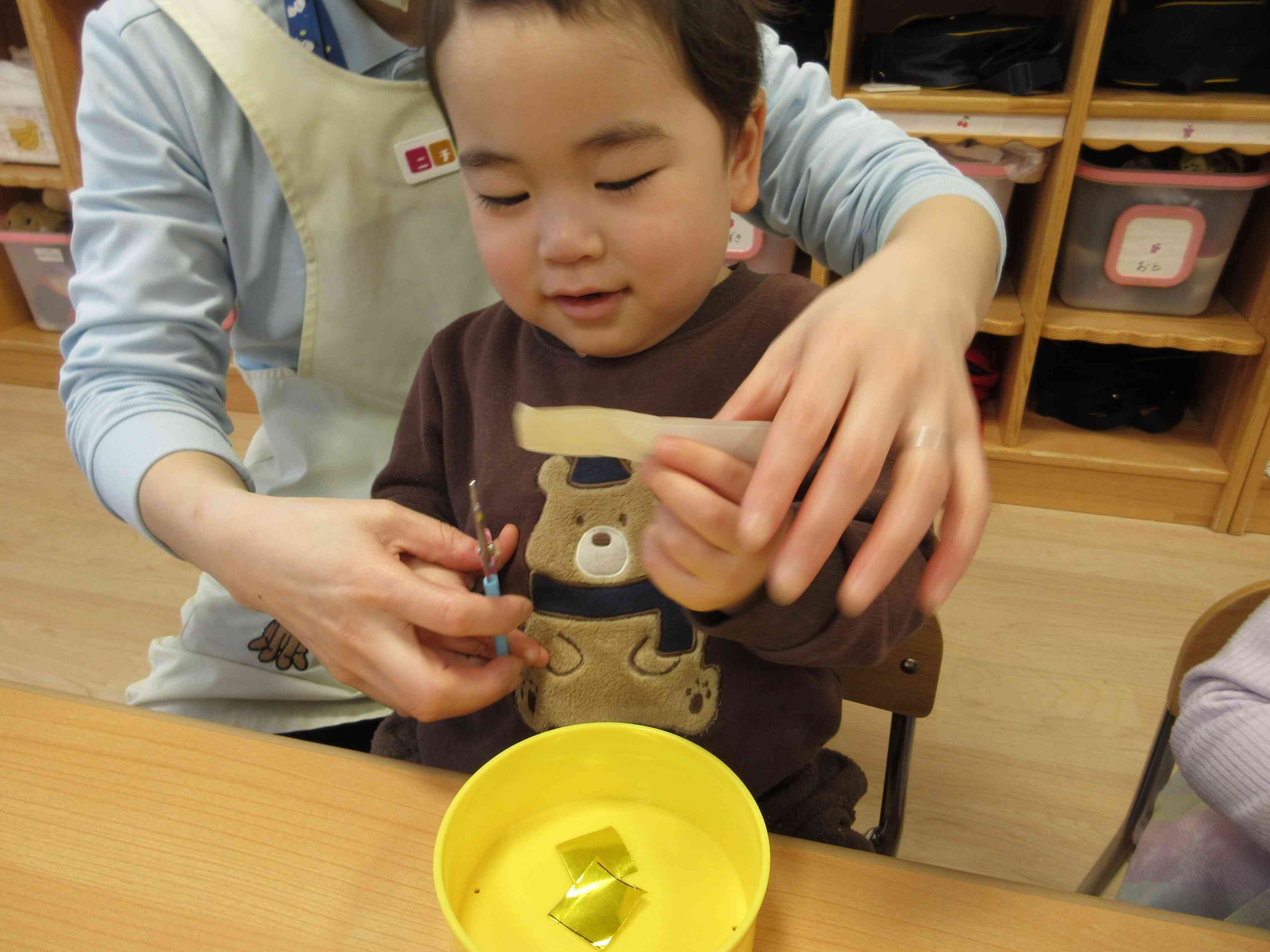 先生と一緒に切れて嬉しそう♡