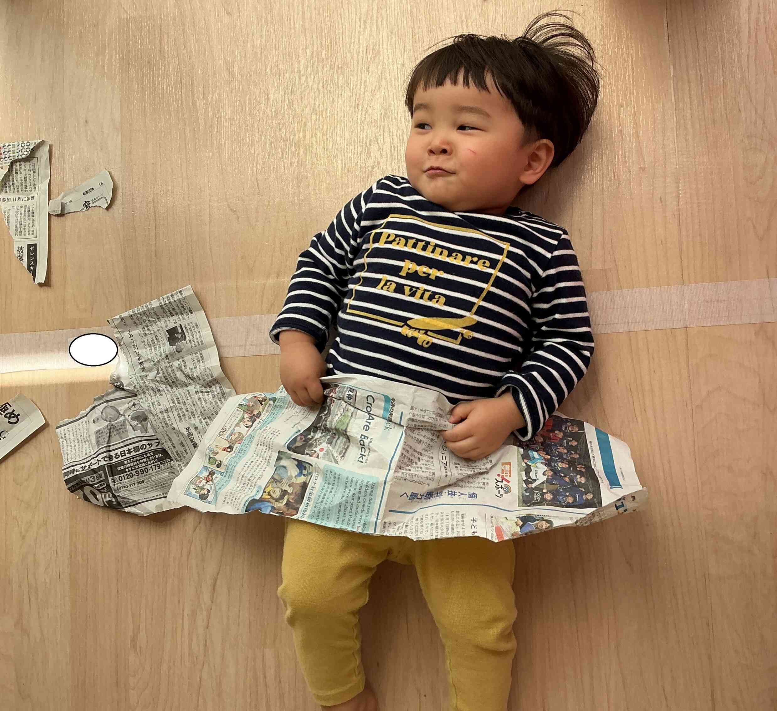 新聞紙がお布団に変身☆