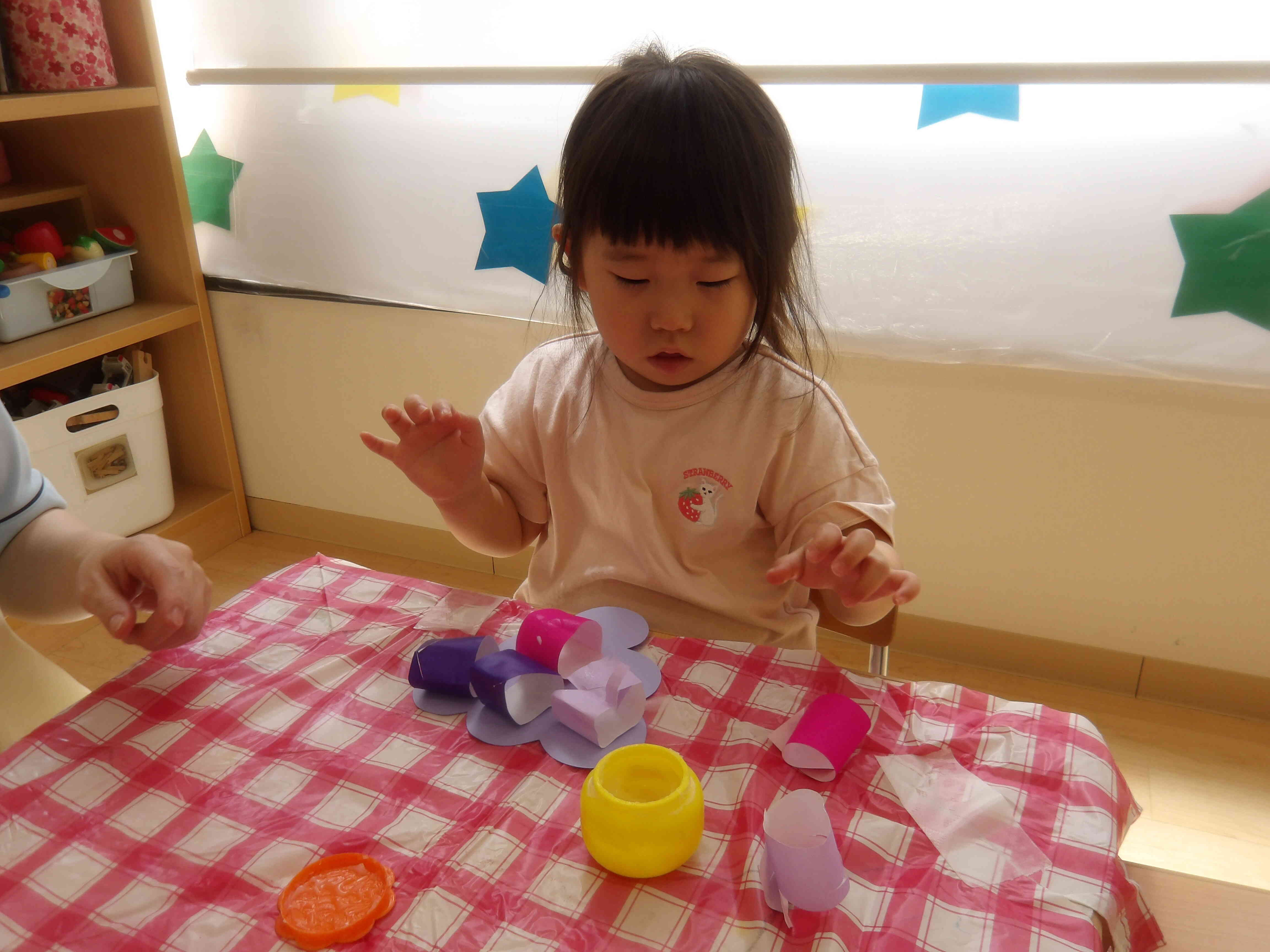 くるりんと丸めてペタペタしたよ☆