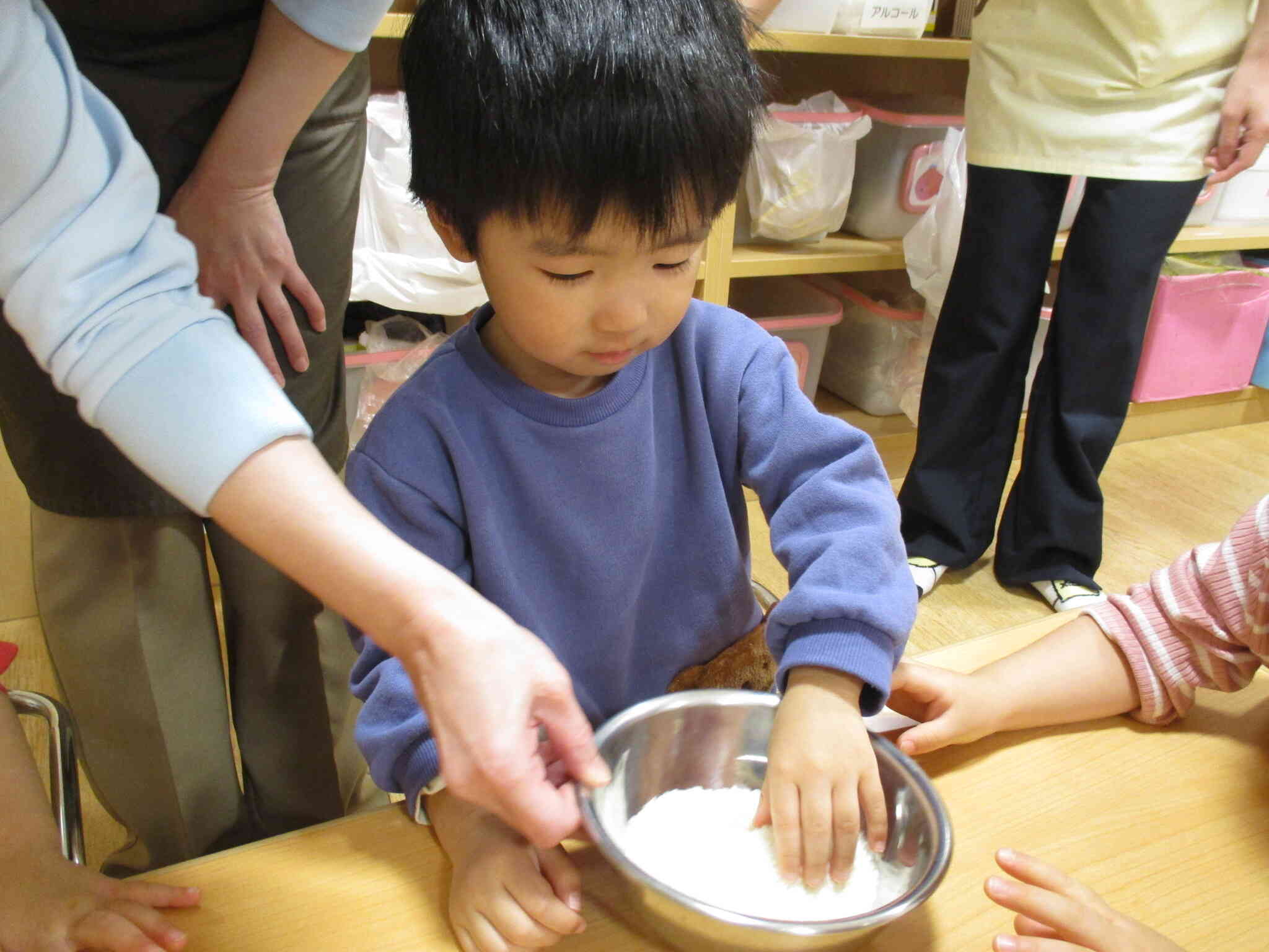 水を入れて研ぎました。