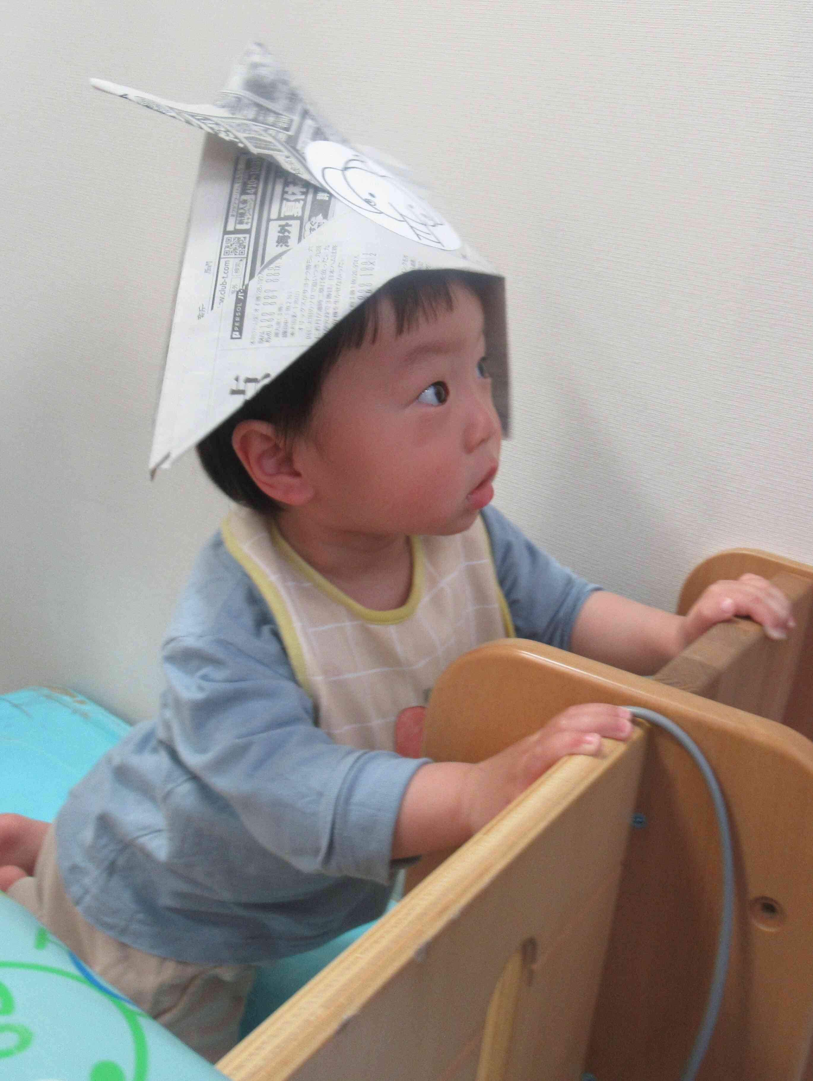 あひる組（1歳児）さんもかぶってみたよ！